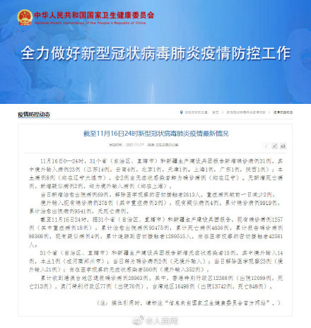 31省区市新增本土确诊62例(31省区市新增本土确诊8例)