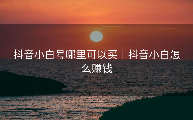 抖音小白号哪里可以买|抖音小白怎么赚钱