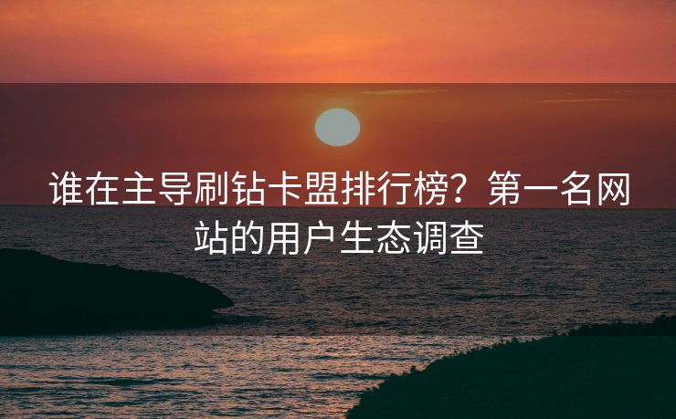 谁在主导刷钻卡盟排行榜?第一名网站的用户生态调查