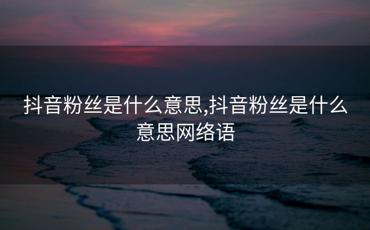 抖音粉丝是什么意思,抖音粉丝是什么意思网络语
